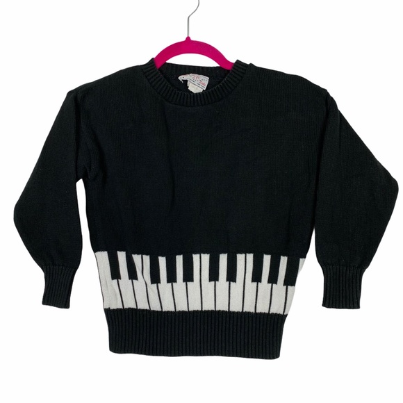 Vintage Other - Vintage 90s Flip Side Knit Graphic Piano Sweater